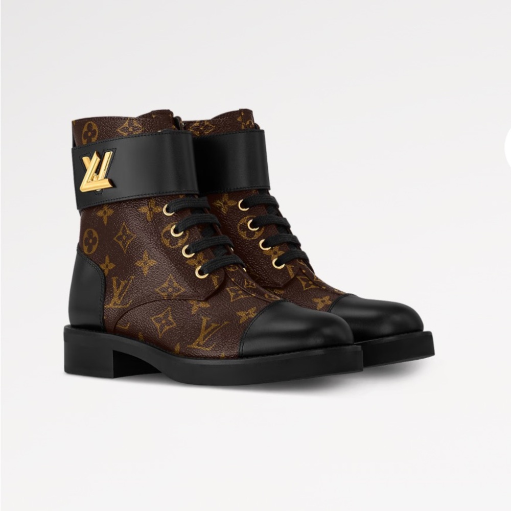 Louis Vuitton Brown and Black Combat Moto Boots